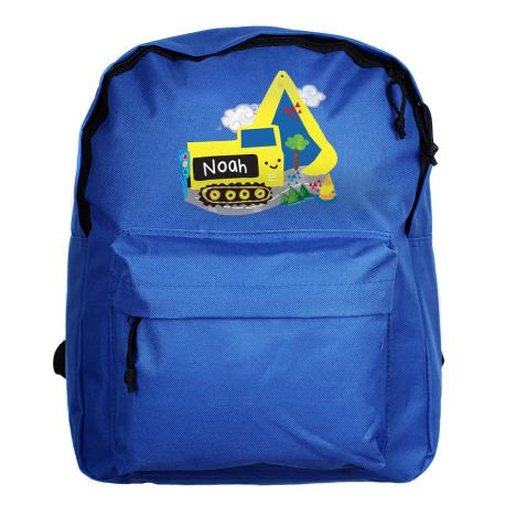 Personalised Digger Blue Backpack £19.99